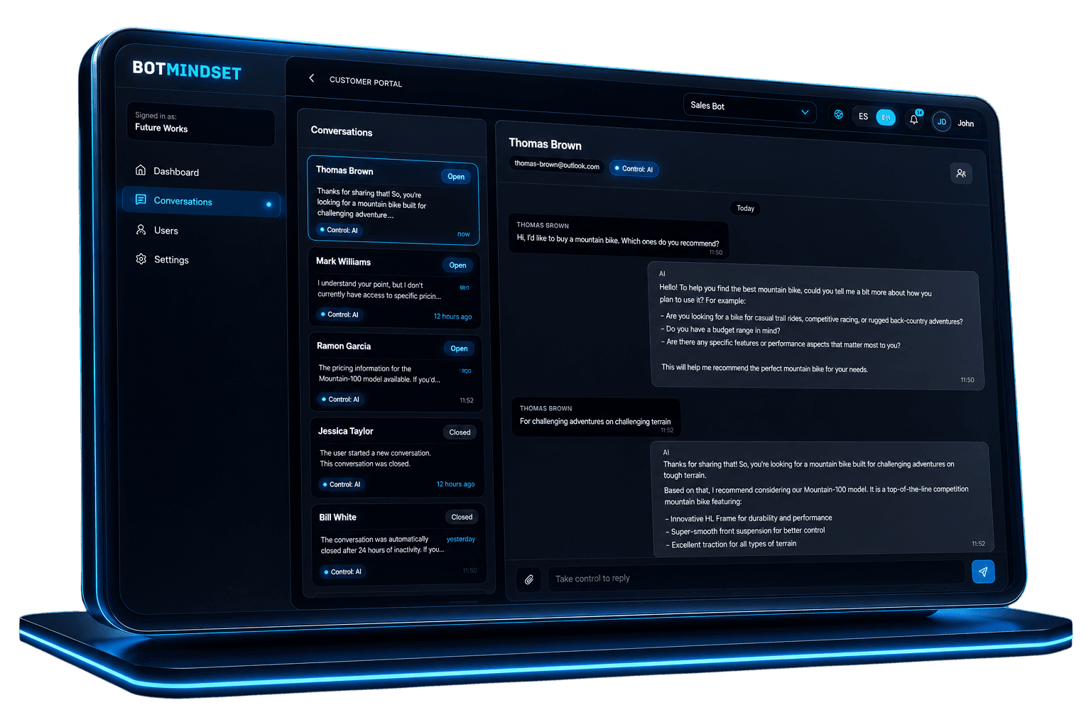 BotMindset conversation workspace